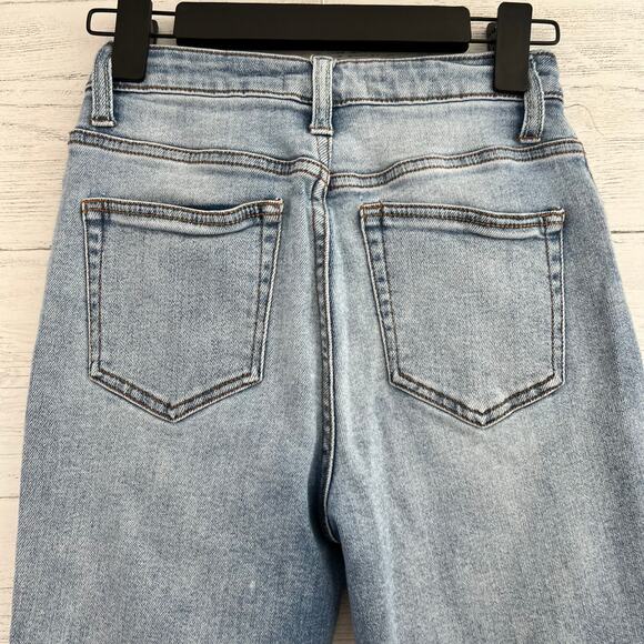 Forever 21 Light Wash Distressed High Rise Jeans Button Fly Size 25 - Picture 5 of 8